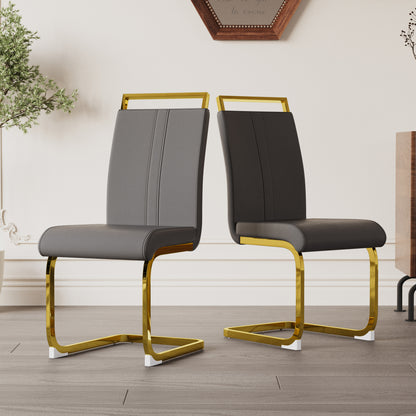 Modern Grey Dining Chairs - Set of 4 PU Faux Leather