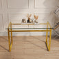 51" Modern Minimalist Rectangular Glass Dining Table for 4-6 with 0.31" Tempered Glass Tabletop and Golden Chrome Metal Legs, Writing Table Desk, for Kitchen Dining Living Room (0 damage)