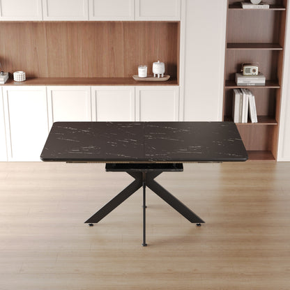 Extendable Black MDF Dining Table for Modern Family Gatherings for Dining Room