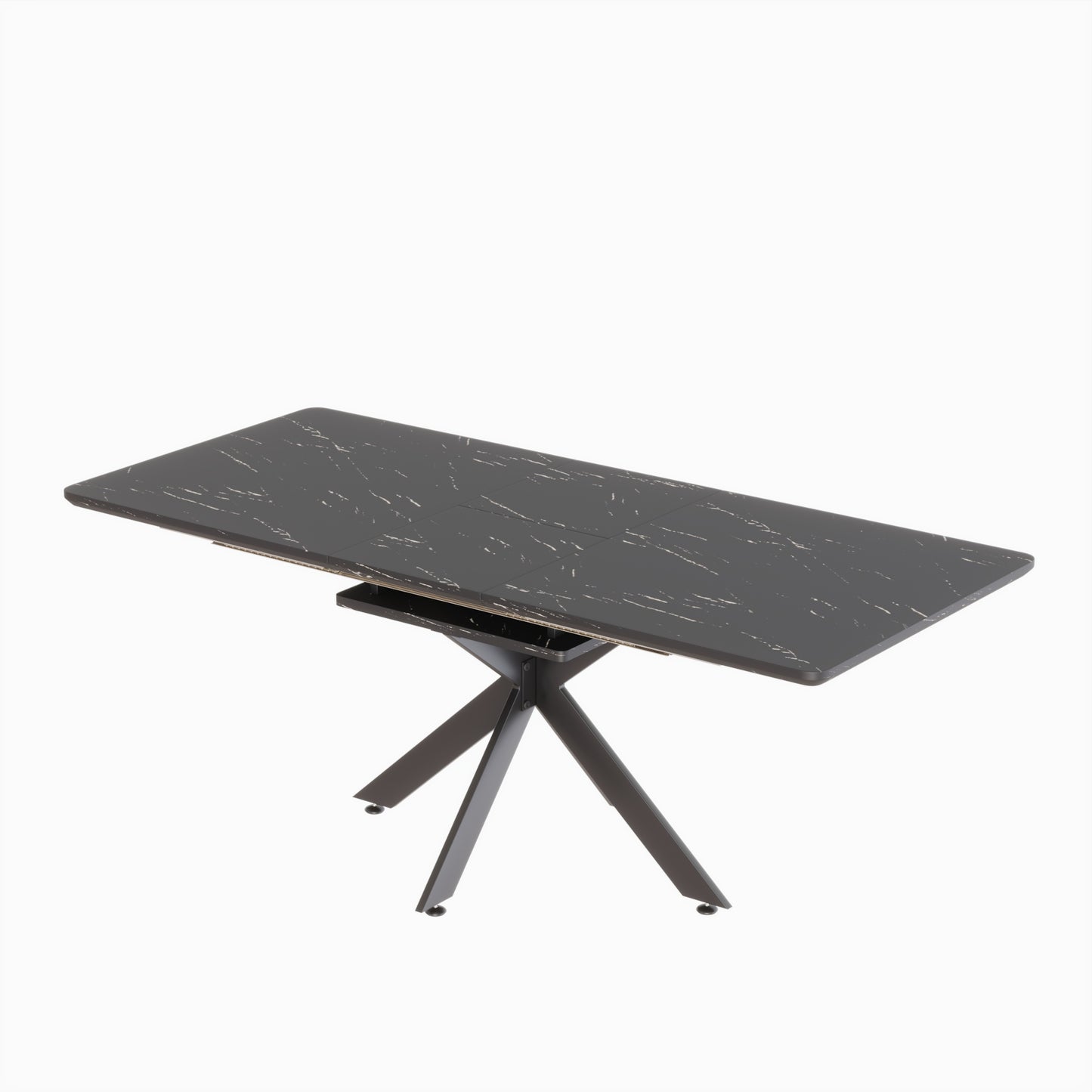 Extendable Black MDF Dining Table for Modern Family Gatherings for Dining Room