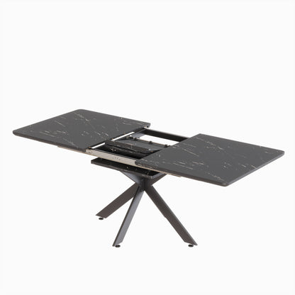 Extendable Black MDF Dining Table for Modern Family Gatherings for Dining Room