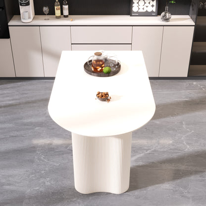 Cream White MDF Dining Table - 63" Round Table for 4-8 People