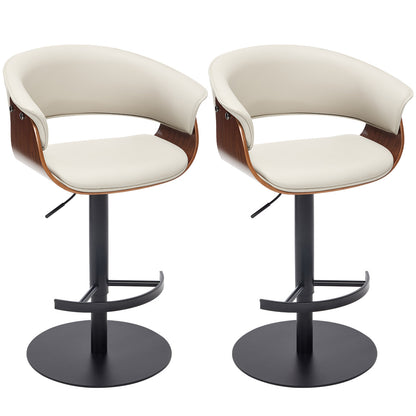 Grey Wooden Bar Stools - Adjustable Swivel Counter Height