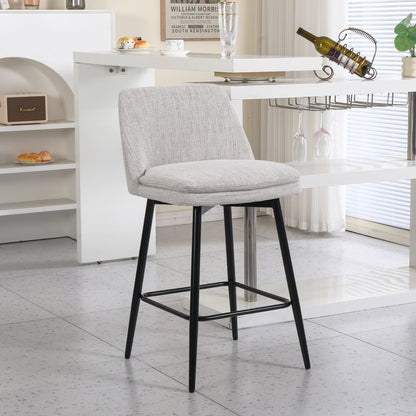 Off White Linen Bar Stools Set of 2 - Kitchen Island Seating