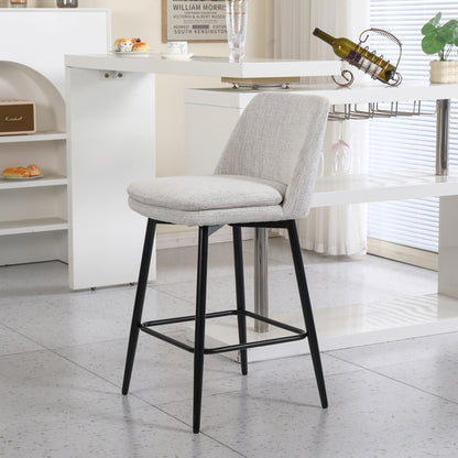 Off White Linen Bar Stools Set of 2 - Kitchen Island Seating