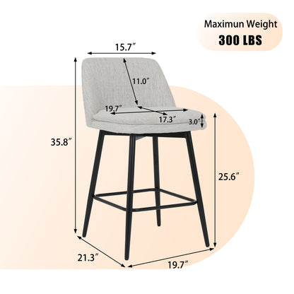 Off White Linen Bar Stools Set of 2 - Kitchen Island Seating