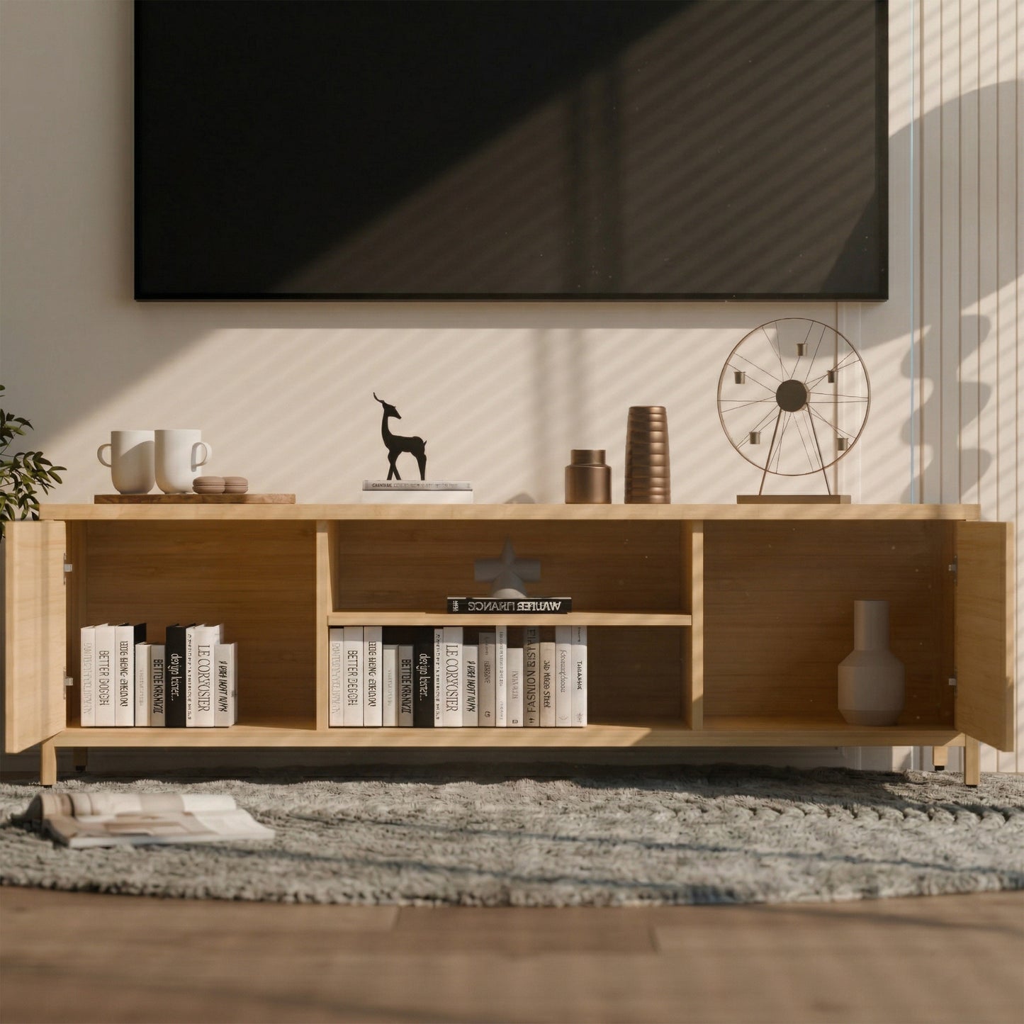 Bamboo TV Cabinet - Natural Storage & Style