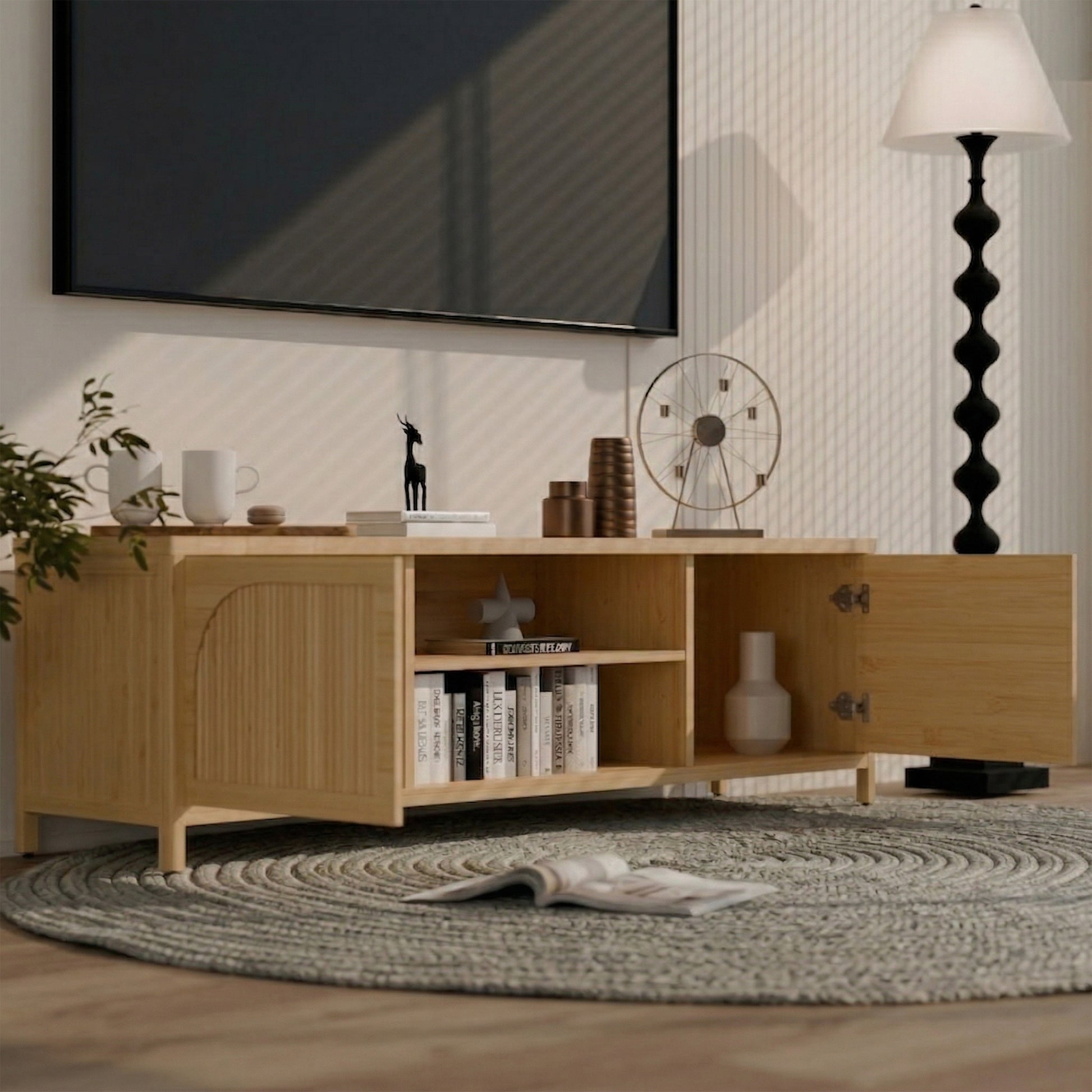Bamboo TV Cabinet - Natural Storage & Style