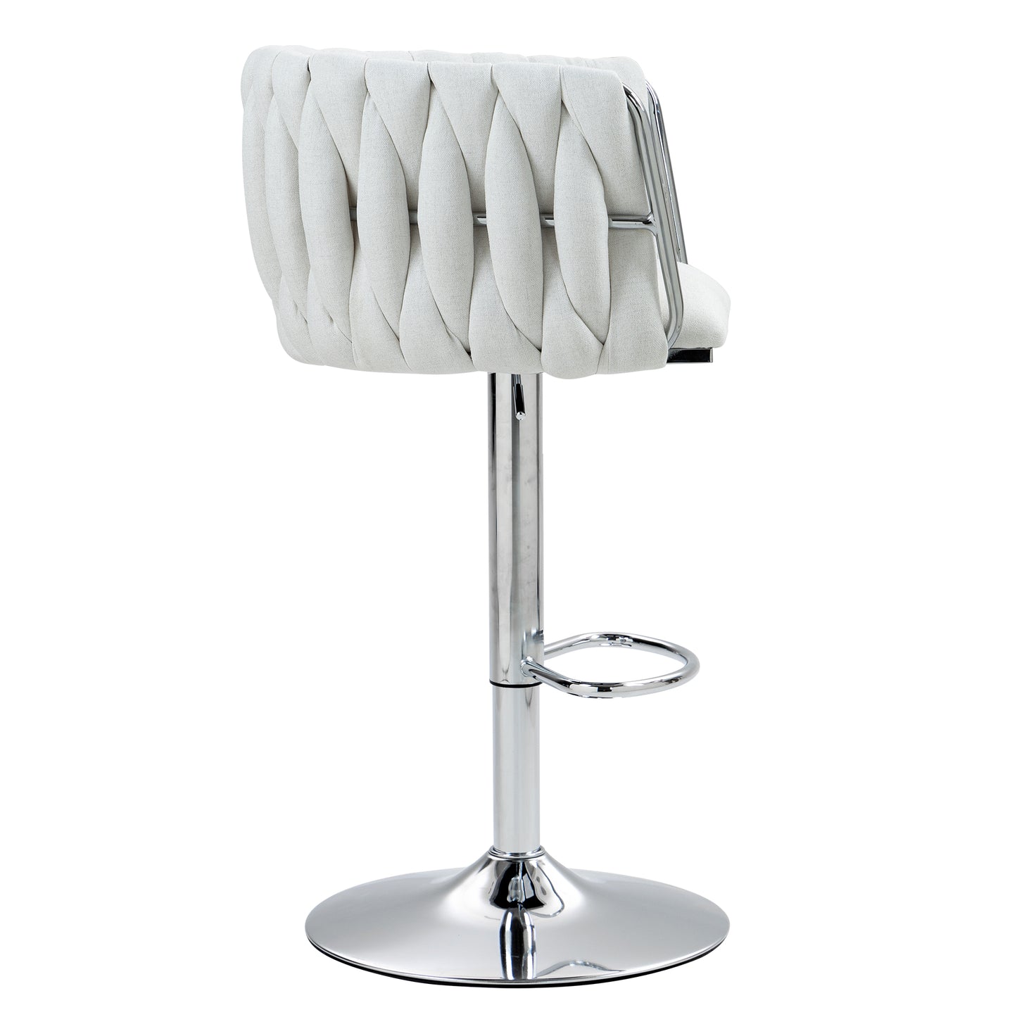 Beige Fabric Bar Stools Set of 2 - Adjustable Height Kitchen Bar Chairs