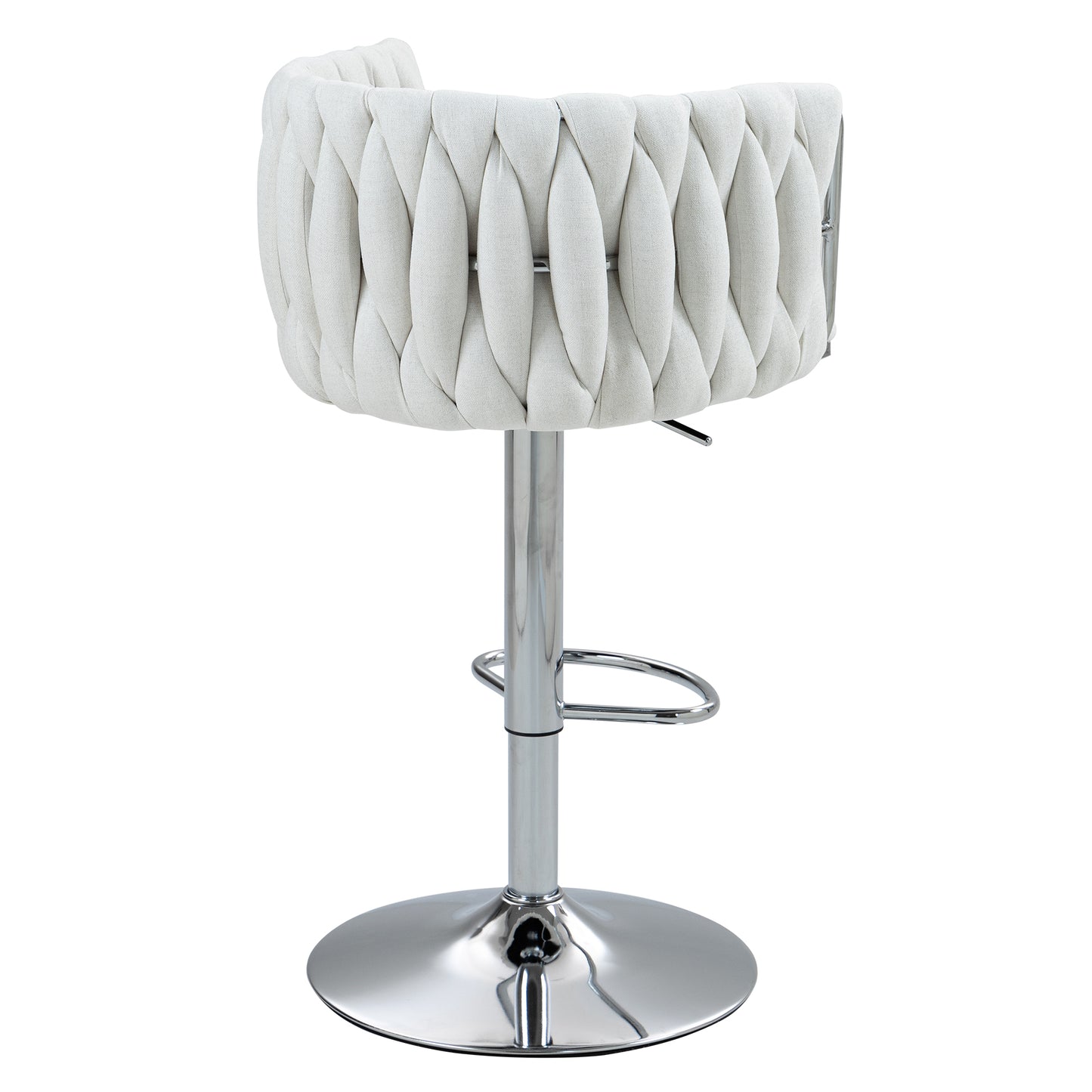 Beige Fabric Bar Stools Set of 2 - Adjustable Height Kitchen Bar Chairs