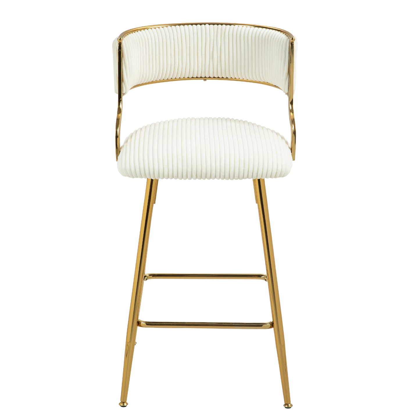 2 Corduroy Bar Stools - Beige Kitchen Counter Height Seats