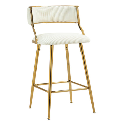 2 Corduroy Bar Stools - Beige Kitchen Counter Height Seats
