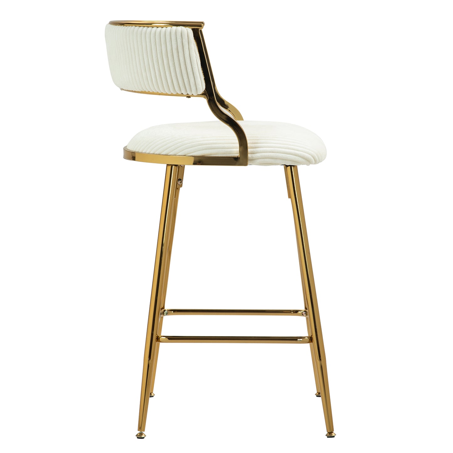 2 Corduroy Bar Stools - Beige Kitchen Counter Height Seats