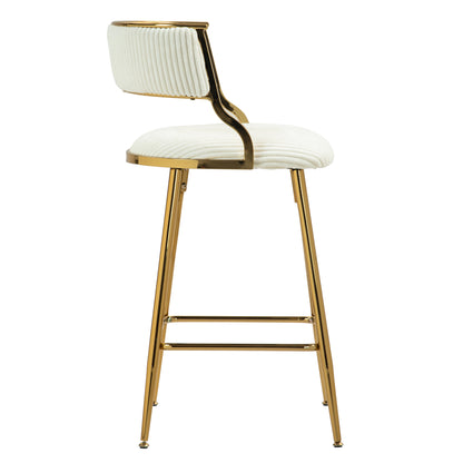 2 Corduroy Bar Stools - Beige Kitchen Counter Height Seats