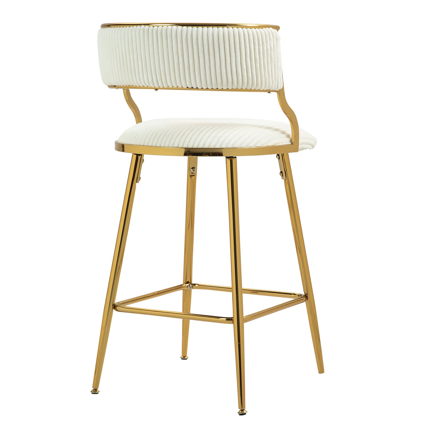 2 Corduroy Bar Stools - Beige Kitchen Counter Height Seats