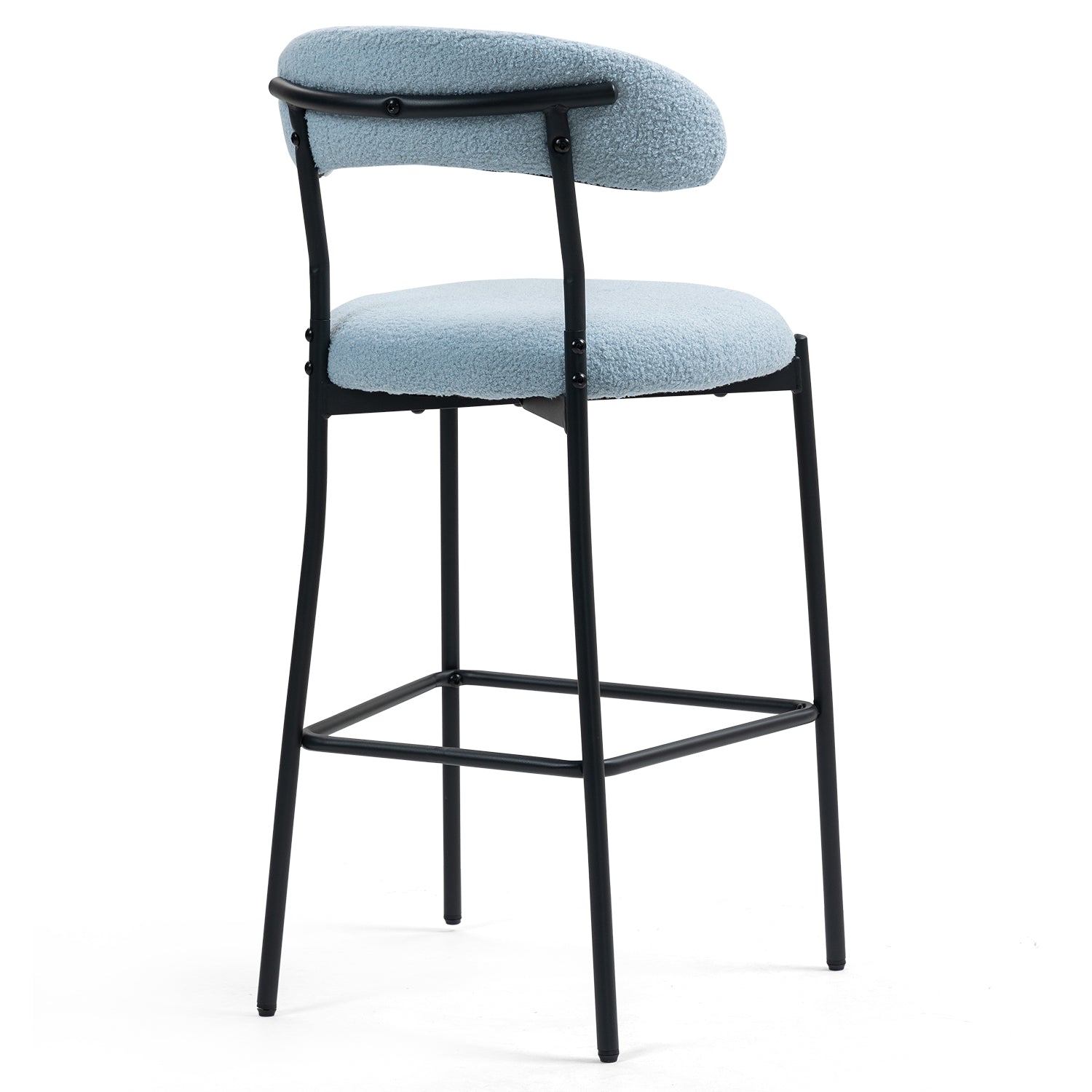 Blue Modern Bar Stools with Foam Cushion for Kitchen Dining