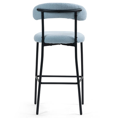 Blue Modern Bar Stools with Foam Cushion for Kitchen Dining