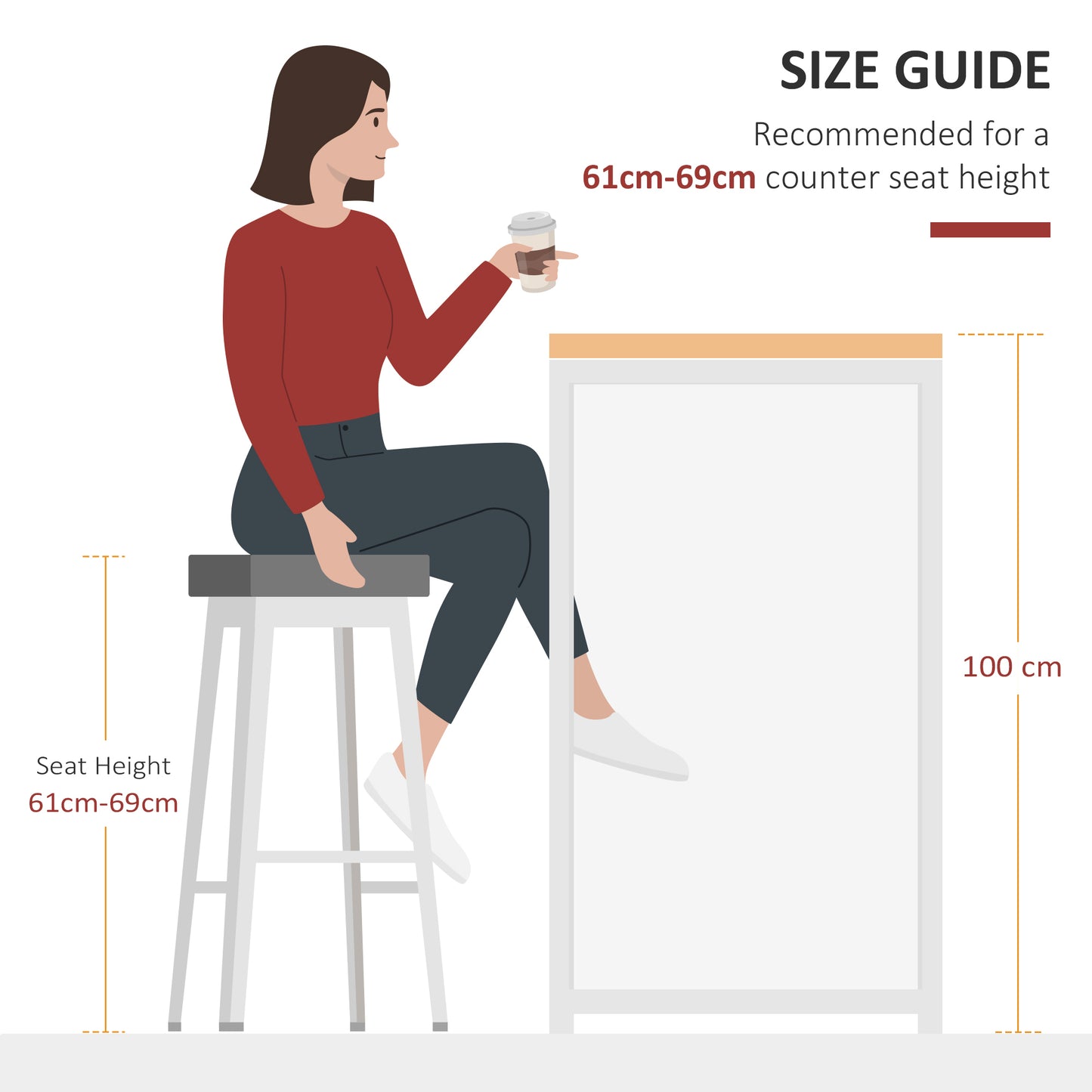 White Bar Table with Storage Shelves - 45" Counter Height