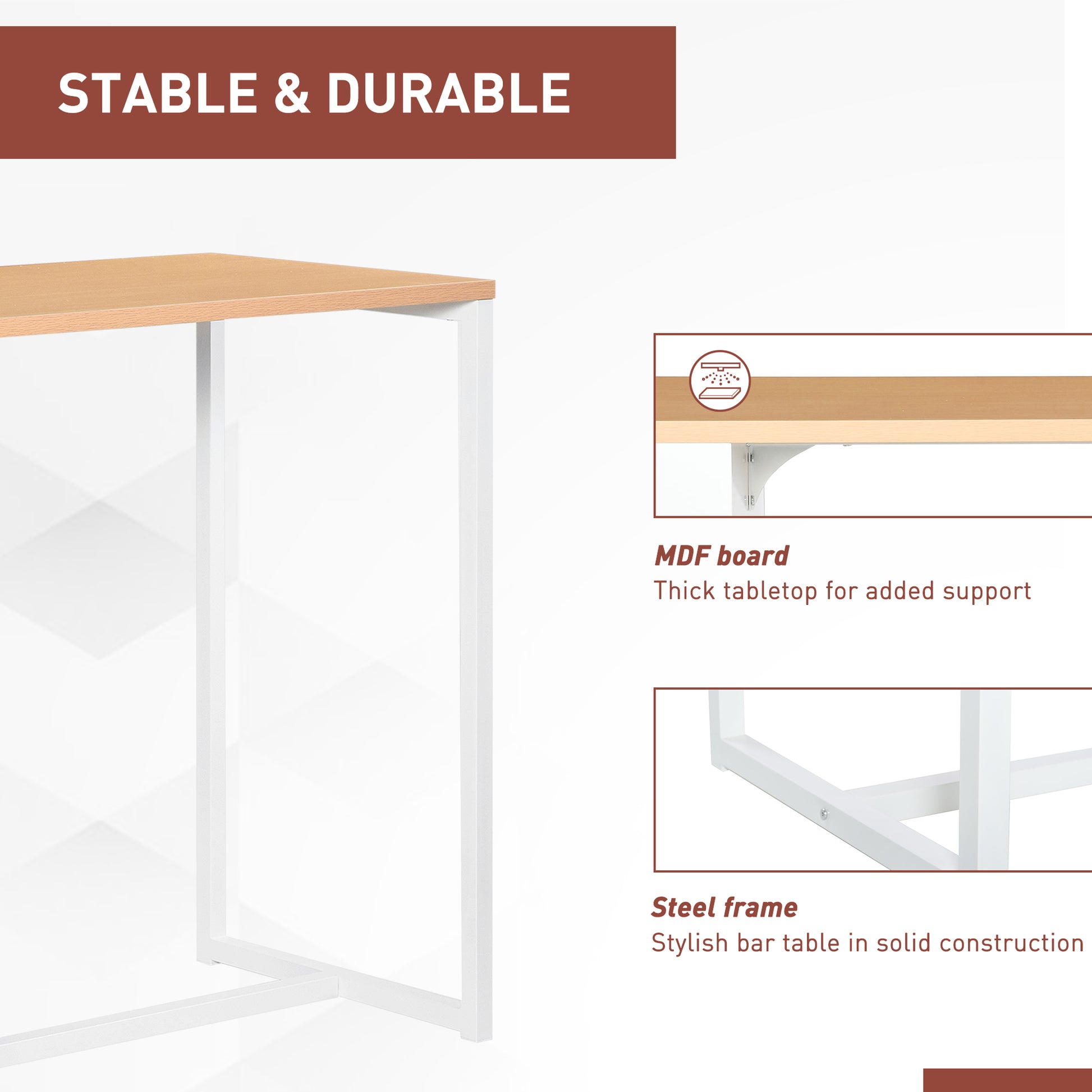 White Bar Table with Storage Shelves - 45" Counter Height