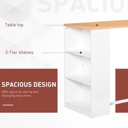 White Bar Table with Storage Shelves - 45" Counter Height