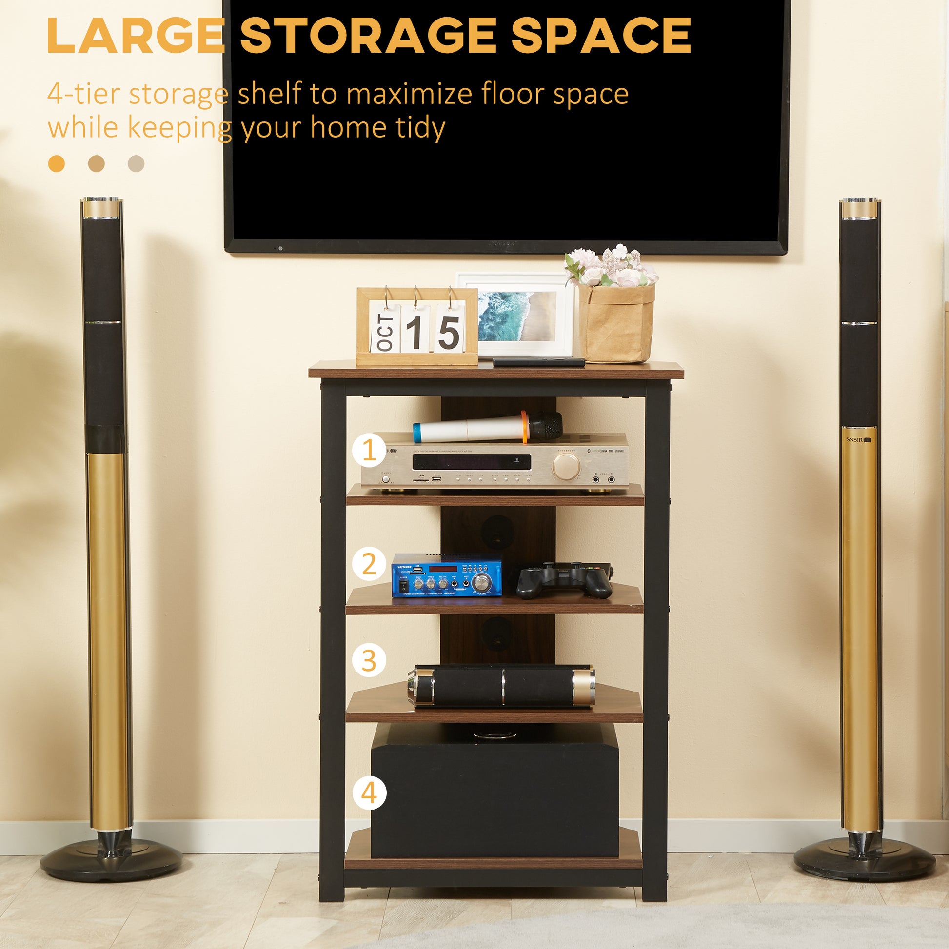 HOMCOM TV Stand - Corner Storage for Media & Entertainment