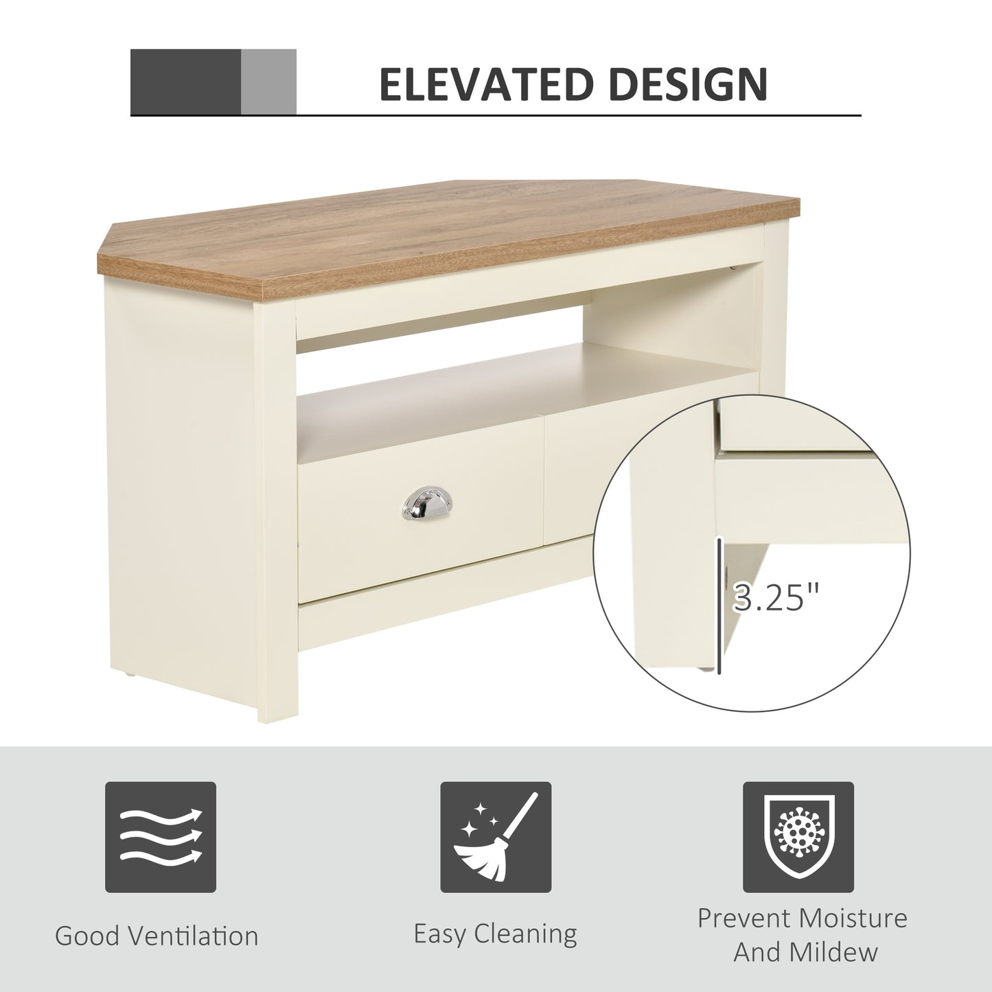 HOMCOM Corner TV Stand - White | Up to 50" Storage Console