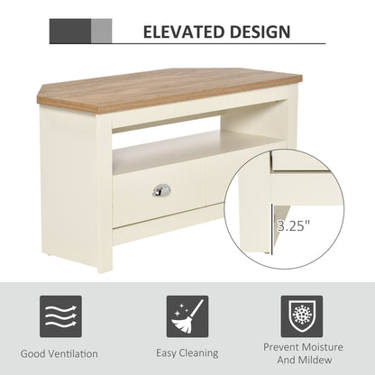 HOMCOM Corner TV Stand - White | Up to 50" Storage Console