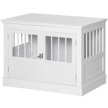 PawHut White Dog Crate End Table - Small Dogs