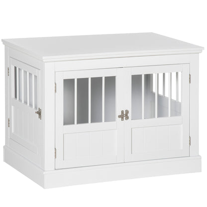 PawHut White Dog Crate End Table - Small Dogs