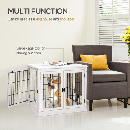 White Dog Crate End Table - 23" Small Dog Kennel