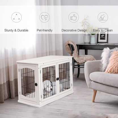 White Dog Crate End Table - 23" Small Dog Kennel