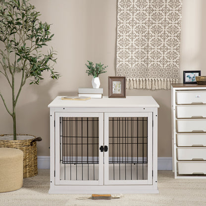 White Dog Crate End Table - 23" Small Dog Kennel