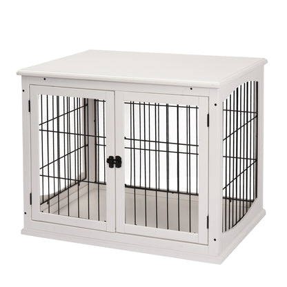 White Dog Crate End Table - 23" Small Dog Kennel