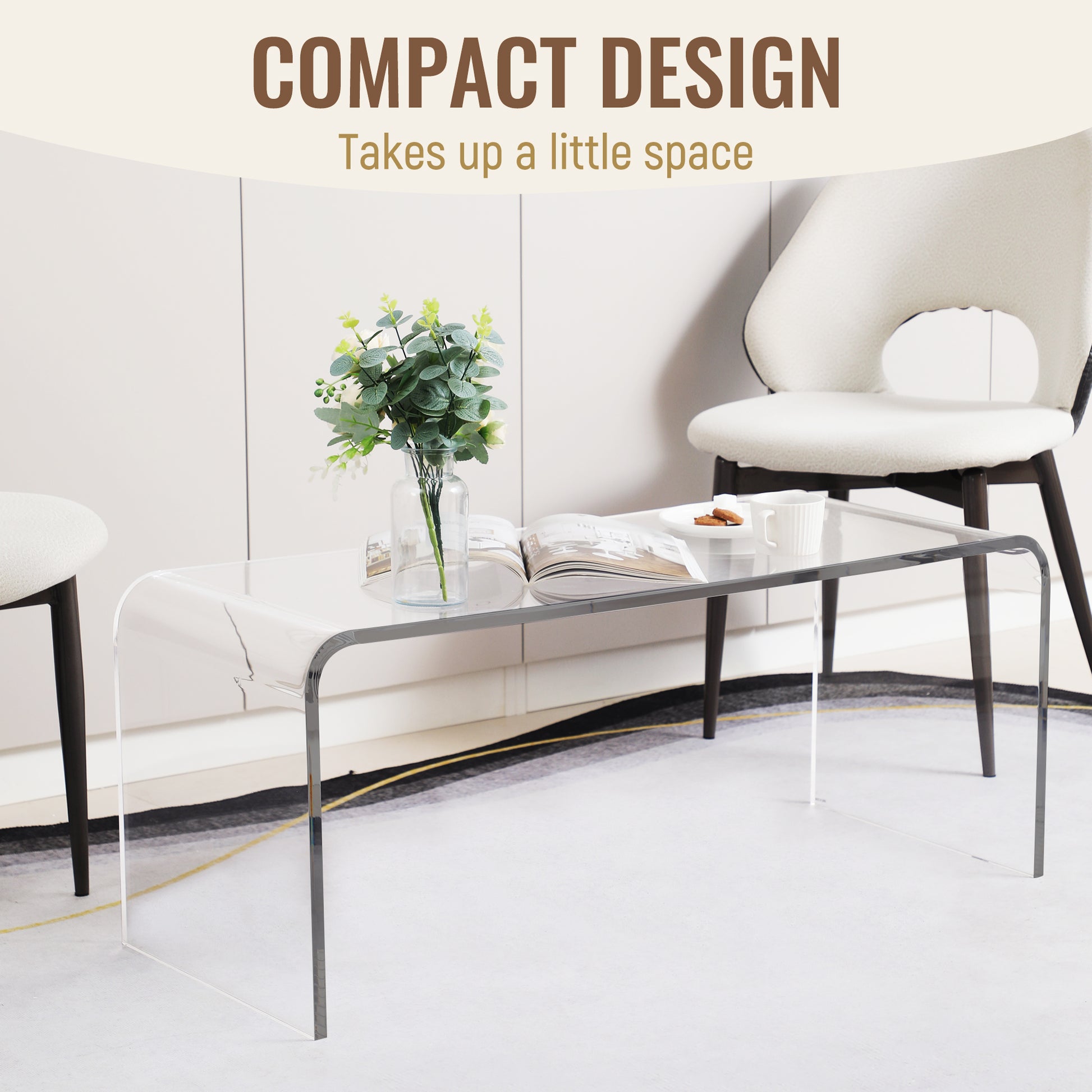 Clear Acrylic Coffee Table for Dining Room Storage and Display