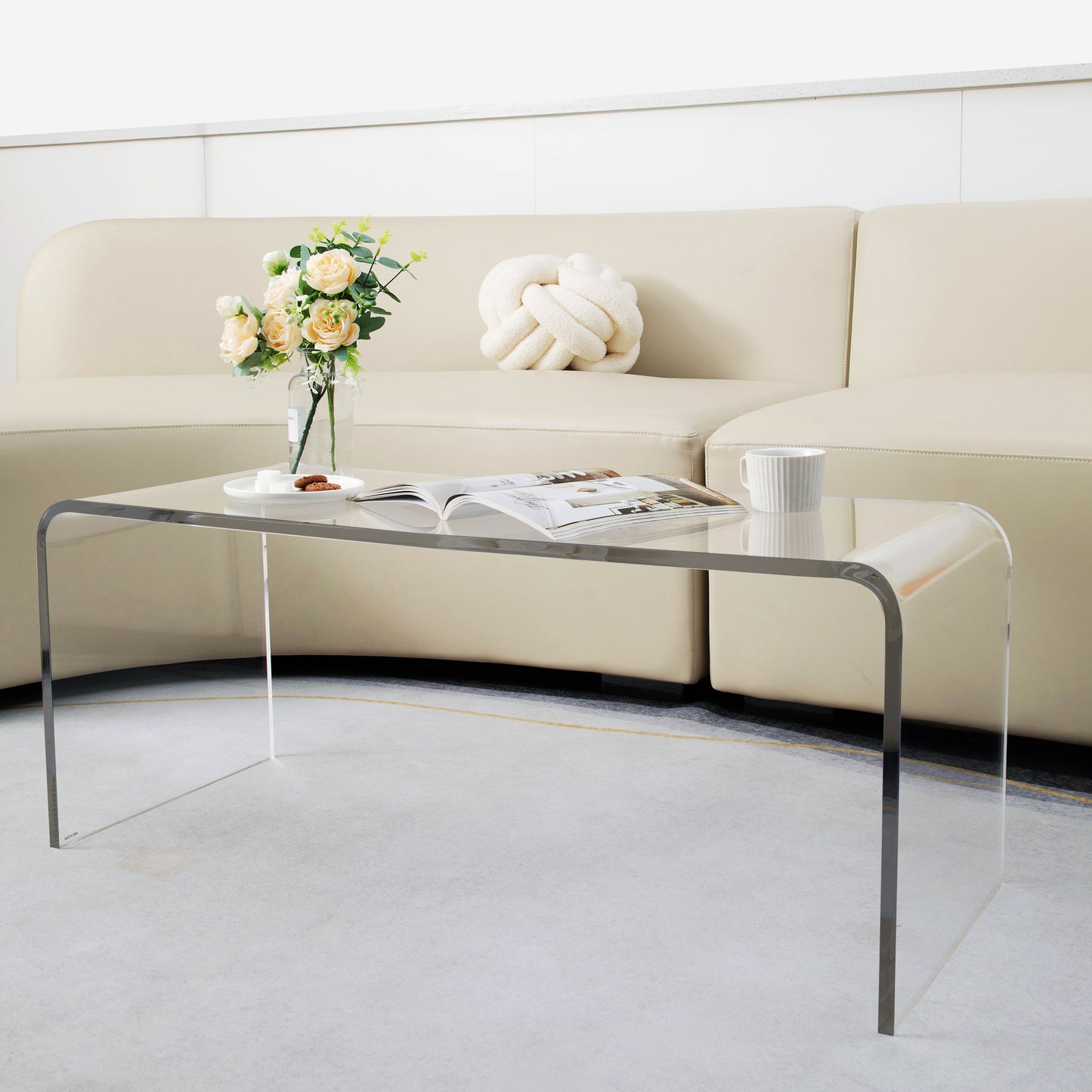Clear Acrylic Coffee Table for Dining Room Storage and Display