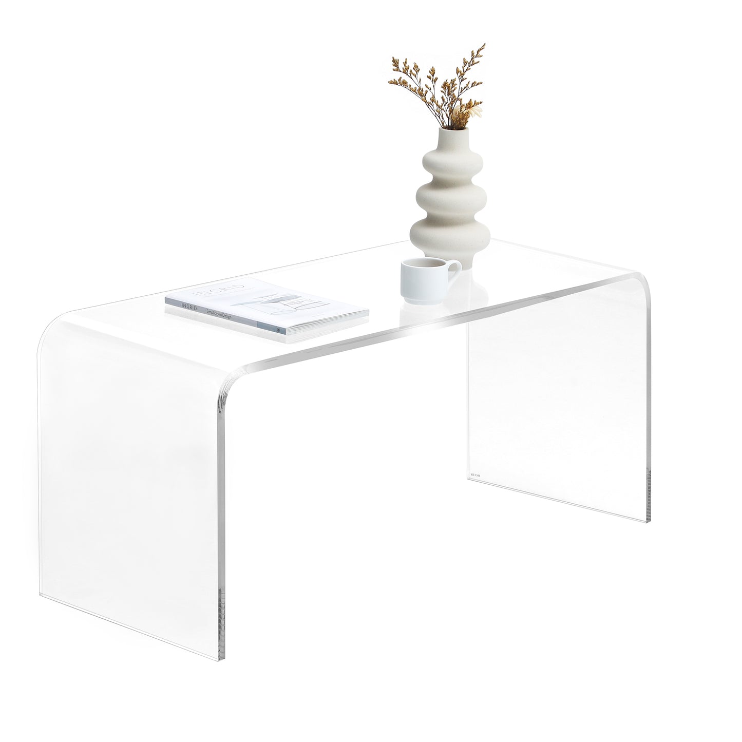 HOMCOM 39.25" Long Rectangle All Acrylic 15mm Thick Waterfall Coffee Table, Clear