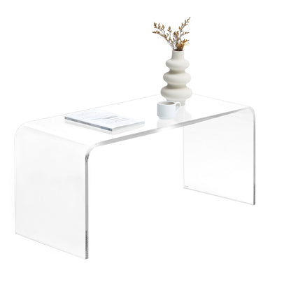 HOMCOM 39.25" Long Rectangle All Acrylic 15mm Thick Waterfall Coffee Table, Clear