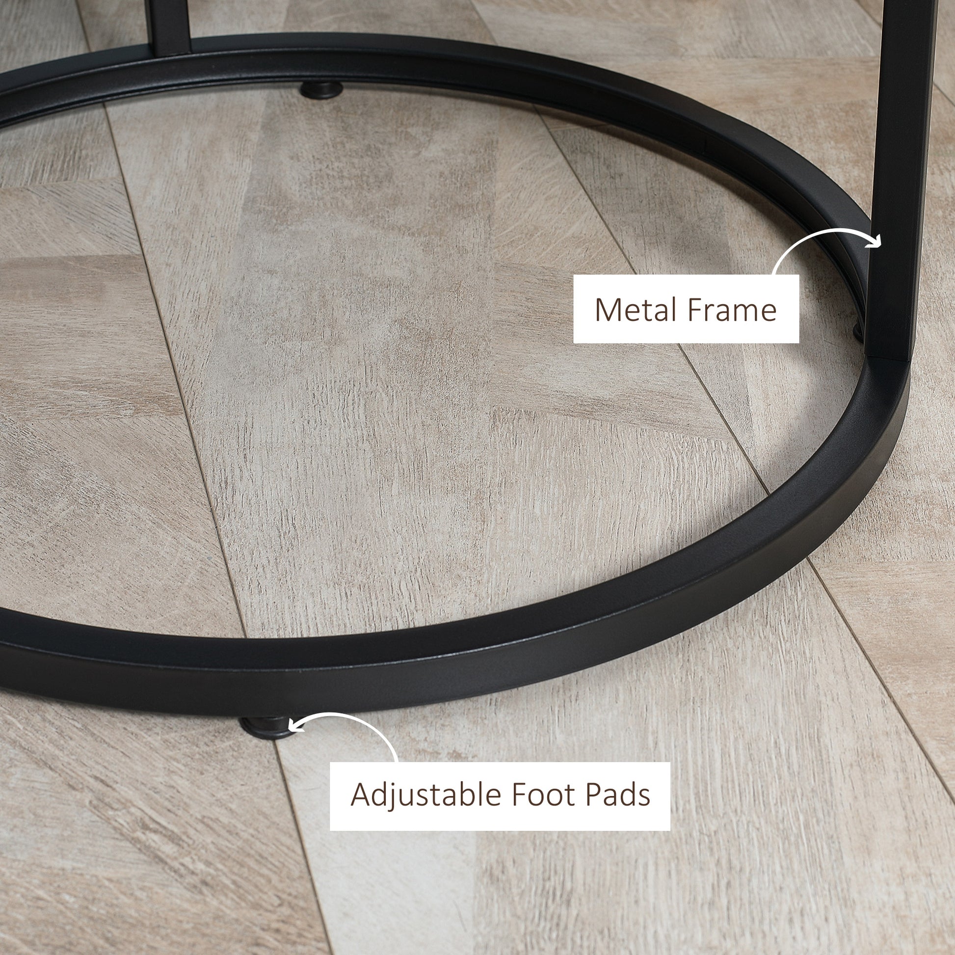 Nesting Grey Coffee Table Set - 2 Tables MDF Metal Frame for Dining Room