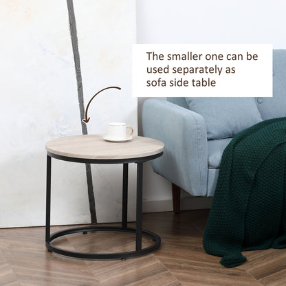 Nesting Grey Coffee Table Set - 2 Tables MDF Metal Frame for Dining Room