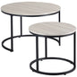 HOMCOM Round Nesting Tables Set of 2, Stacking Coffee Table Set with Metal Frame for Living Room, Grey