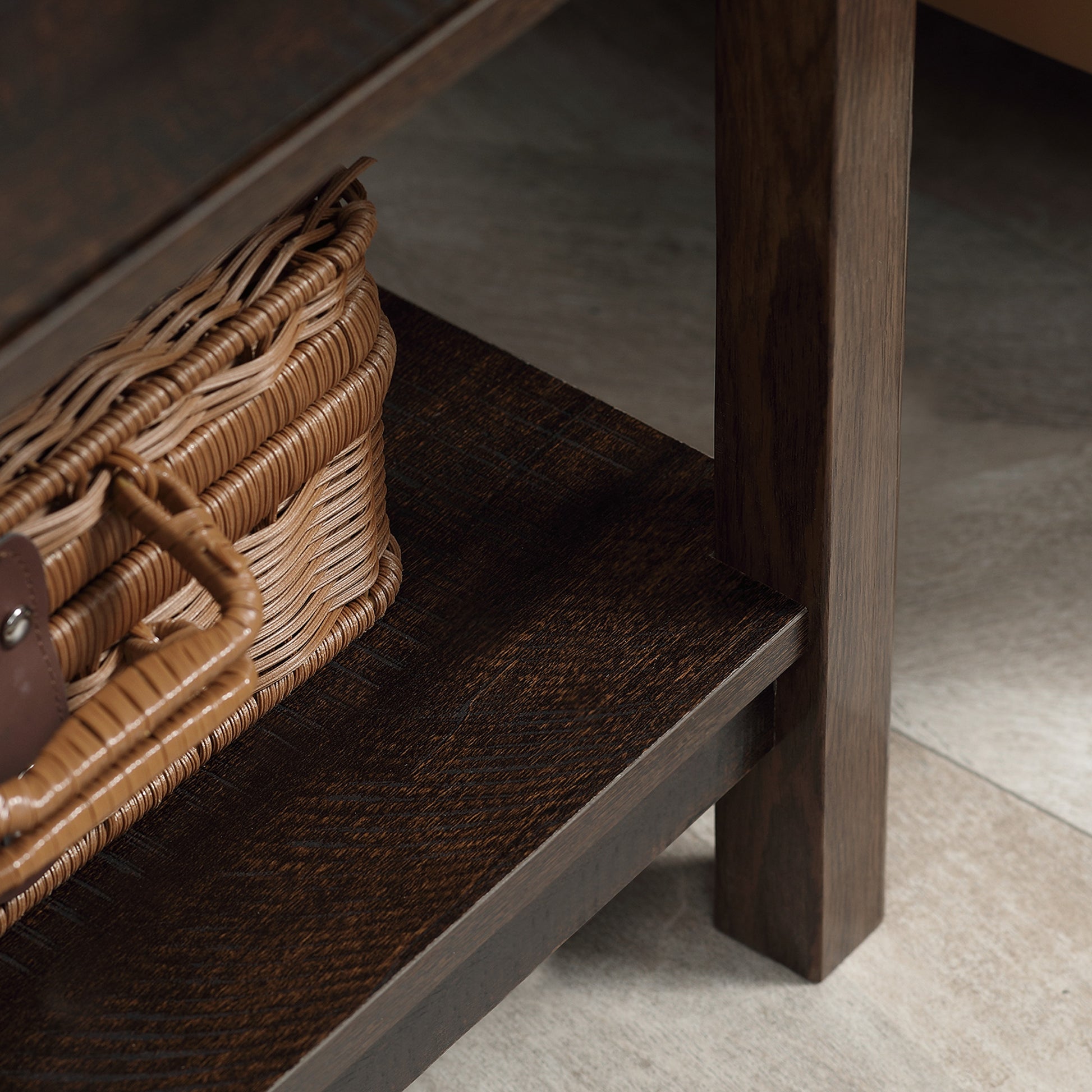 Bronze MDF End Table with Storage, Side Table for Dining Room