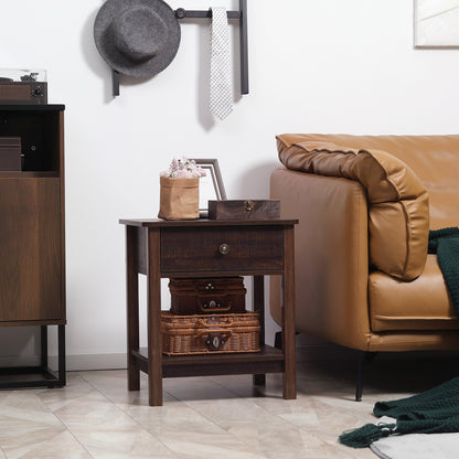 Bronze MDF End Table with Storage, Side Table for Dining Room