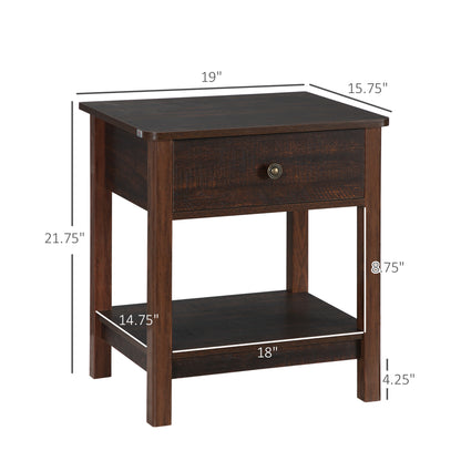 Bronze MDF End Table with Storage, Side Table for Dining Room
