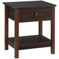 HOMCOM End Table with Drawer, Side Table with Top and Bottom Shelf for Small Spaces, Dark Brown