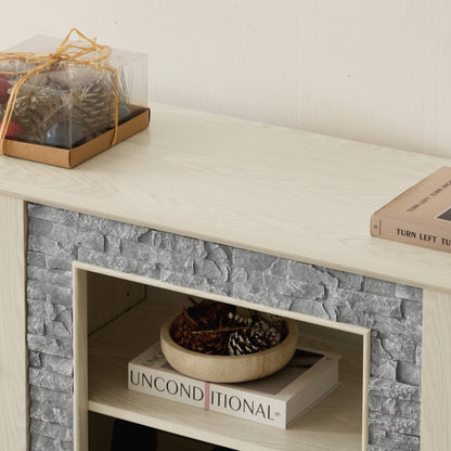 58 Inch White TV Stand with Storage Cabinet