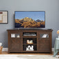 2 Doors Cabinet Farmhouse  Cabinet, Farmhouse TV Stand Barn Design,Modern Farmhouse TV Media Stand, Large Barn Inspired Home Entertainment Console,Espresso, 60.23"W*15.35"D*31.7"H