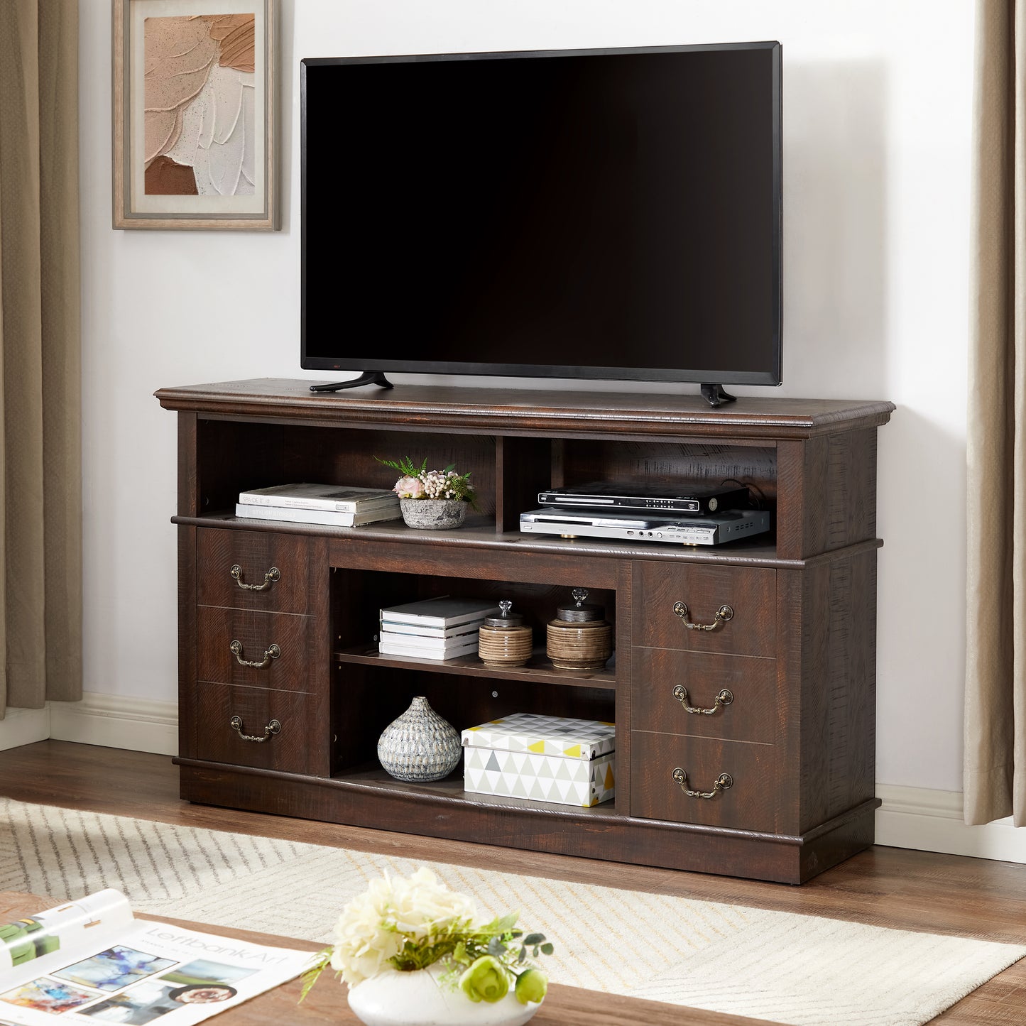 Espresso MDF TV Stand - 60" TV Console Table