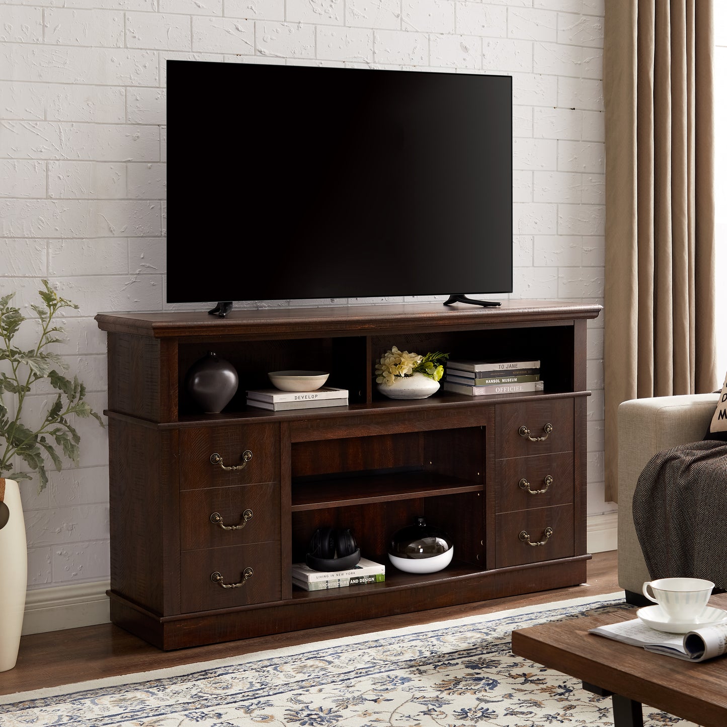 Espresso MDF TV Stand - 60" TV Console Table