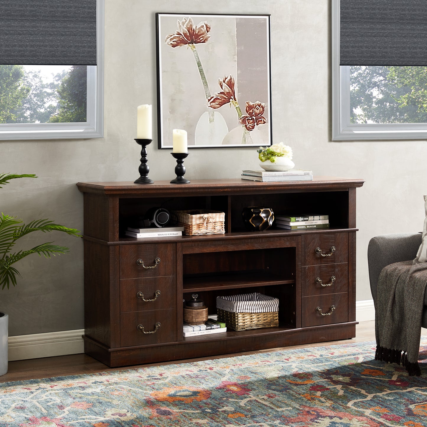Espresso MDF TV Stand - 60" TV Console Table