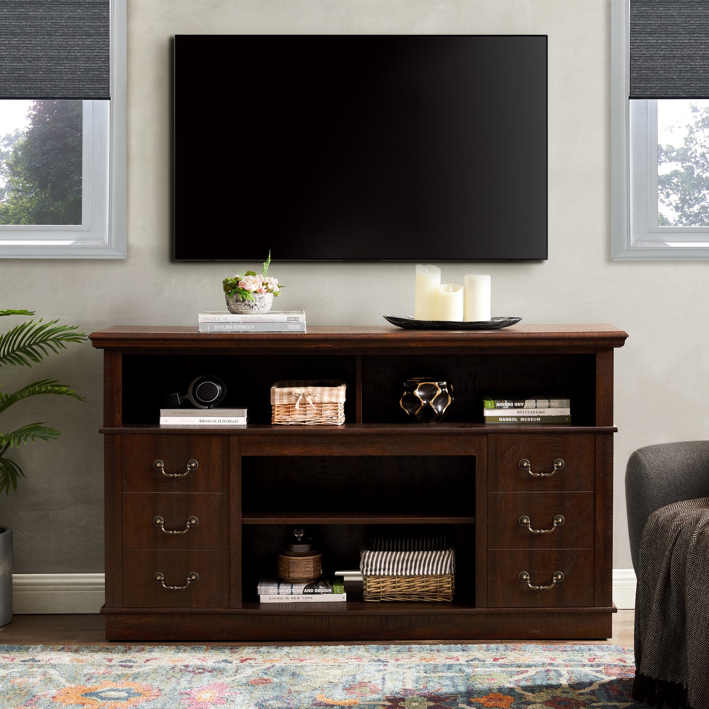 Espresso MDF TV Stand - 60" TV Console Table